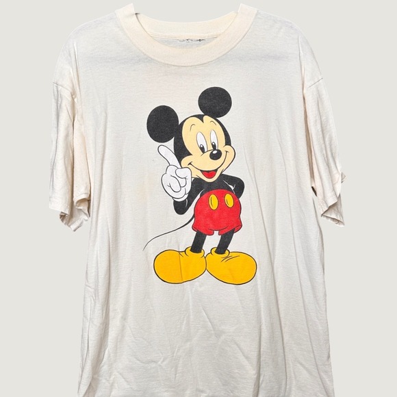 Disney Other - Vintage Mickey Mouse Graphic T-Shirt Off White Cream 90s XL Large Collectible